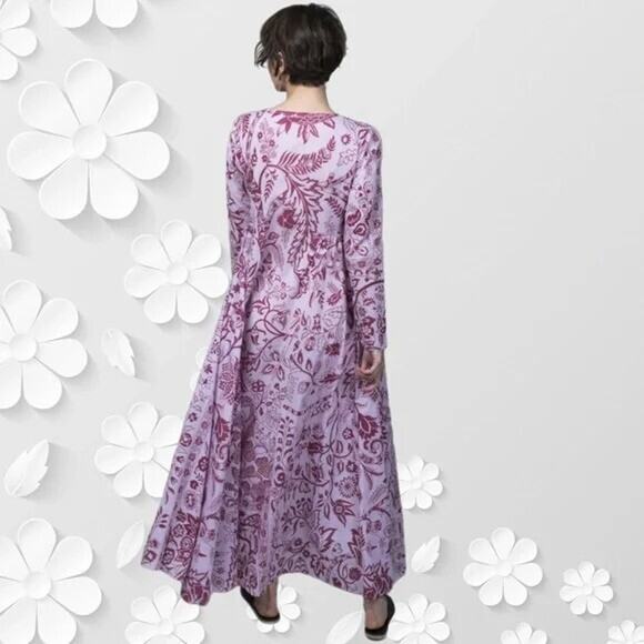 NWT Matta NY Moksha Tree of Life MAXI Cotton Dress Size XS Lilac Purple #1B454 - Picture 3 of 10